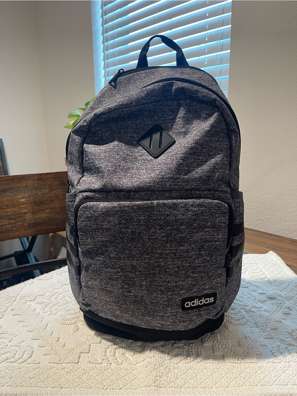 adidas Gray Heather Backpack with Front Zip Pocket